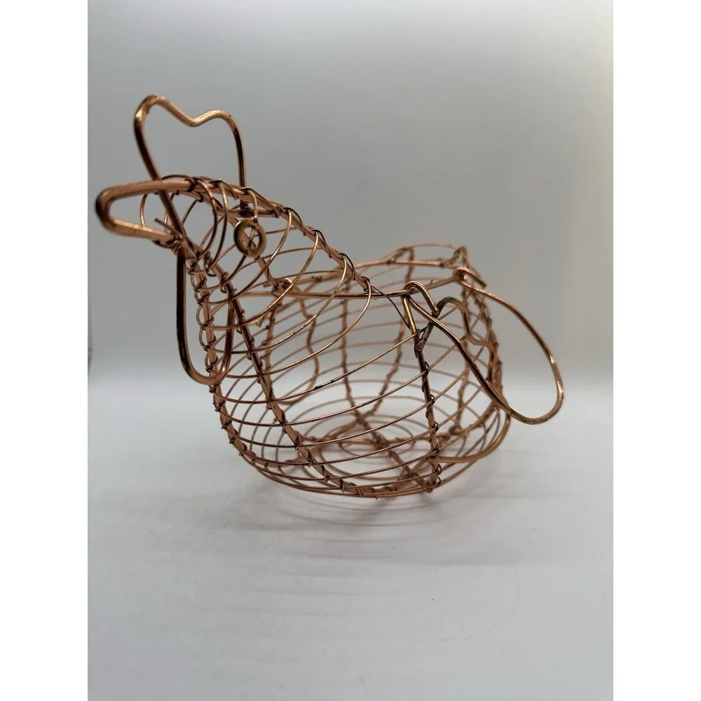 Copper Wire Chicken Basket Farmhouse Egg Holder Country Kitchen‎ Decor